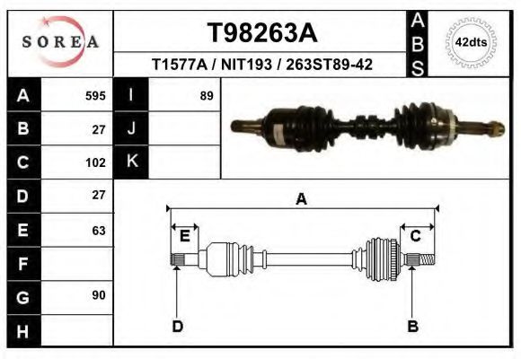 Приводной вал EAI T98263A