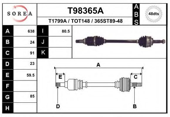 Приводной вал EAI T98365A