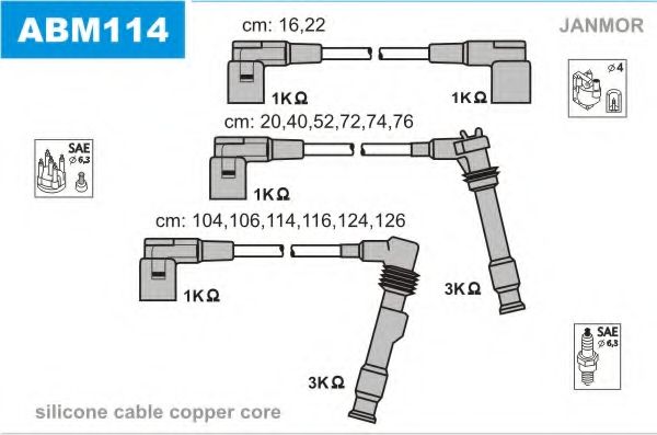 Комплект проводов зажигания JANMOR ABM114