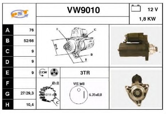 Стартер SNRA VW9010