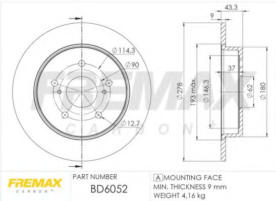 Тормозной диск FREMAX BD-6052