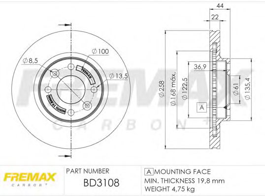 Тормозной диск FREMAX BD-3108