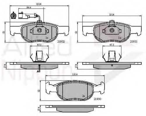 Комплект тормозных колодок, дисковый тормоз COMLINE ADB1479