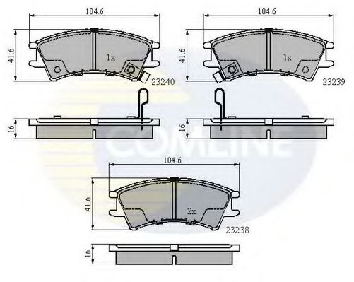 Комплект тормозных колодок, дисковый тормоз COMLINE CBP3488