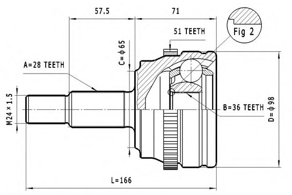 Шарнирный комплект, приводной вал STATIM C.372