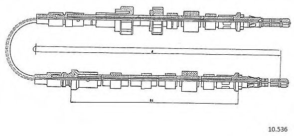 Трос, стояночная тормозная система CABOR 10.536