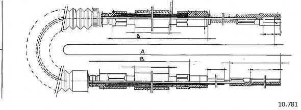 Трос, стояночная тормозная система CABOR 10.781
