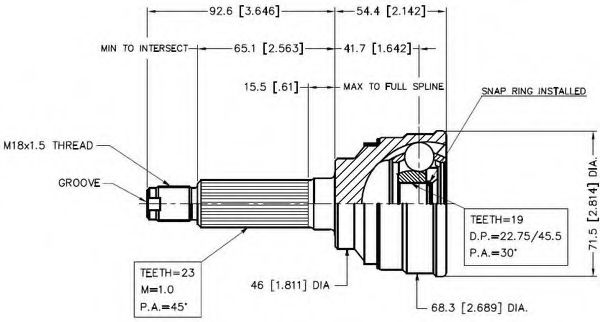 Шарнирный комплект, приводной вал VEMA 18798