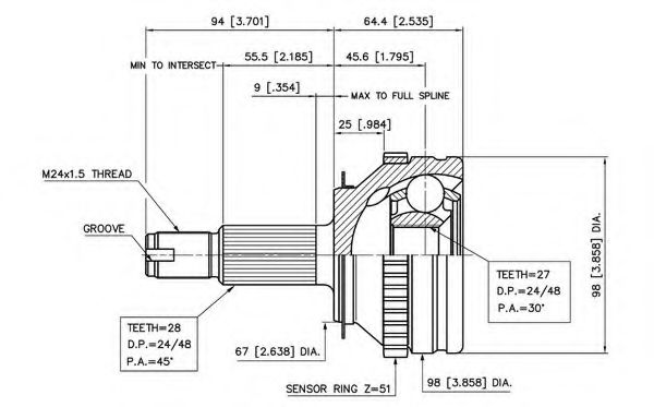Шарнирный комплект, приводной вал VEMA 18813