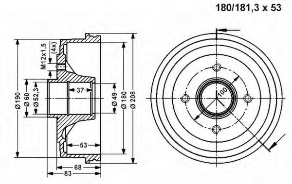 Тормозной барабан VEMA 800833