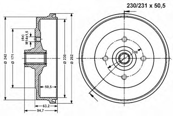 Тормозной барабан VEMA 800971