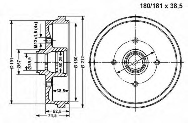 Тормозной барабан VEMA 800973