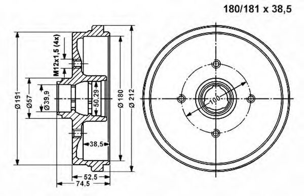 Тормозной барабан VEMA 800977