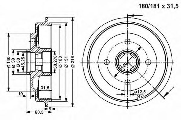 Тормозной барабан VEMA 801032