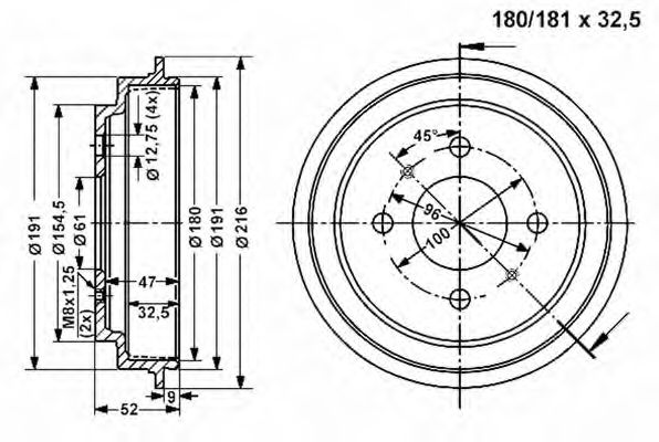 Тормозной барабан VEMA 801033