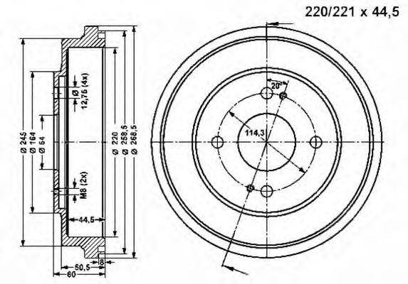 Тормозной барабан VEMA 801053