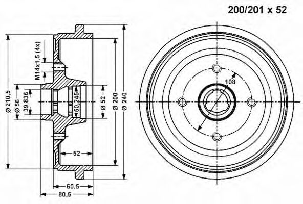 Тормозной барабан VEMA 801120