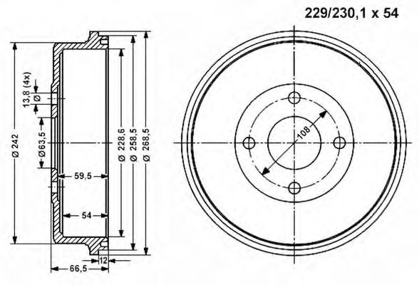 Тормозной барабан VEMA 801162