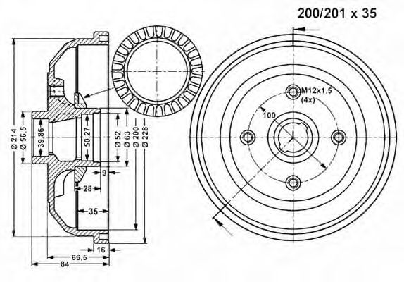 Тормозной барабан VEMA 801169