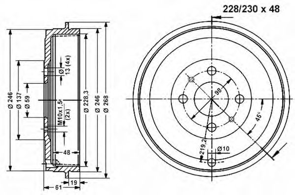 Тормозной барабан VEMA 801178