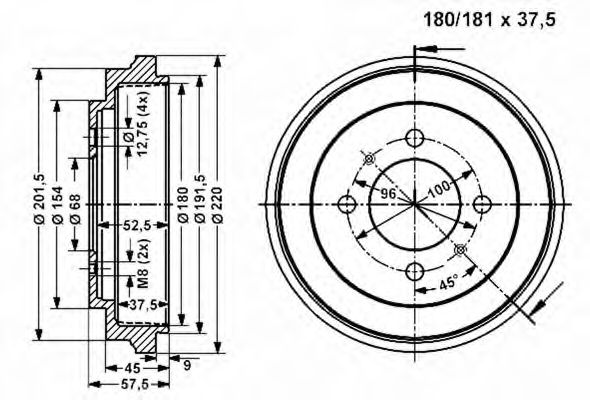 Тормозной барабан VEMA 801185