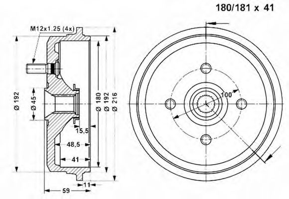Тормозной барабан VEMA 801254