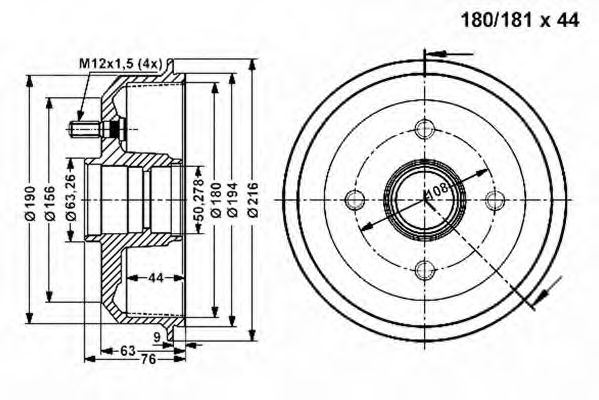 Тормозной барабан VEMA 801278