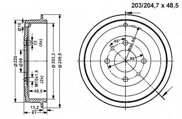 Тормозной барабан VEMA 801284