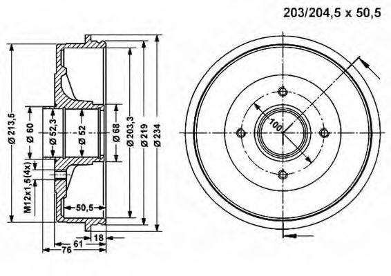 Тормозной барабан VEMA 801312