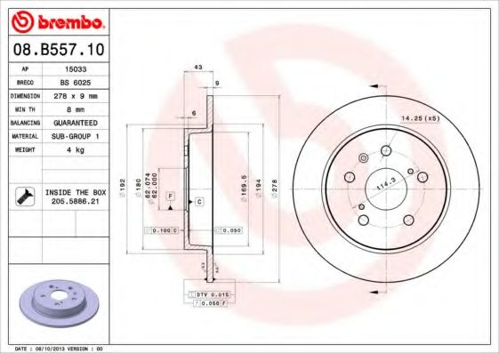 Тормозной диск BRECO BS 6025