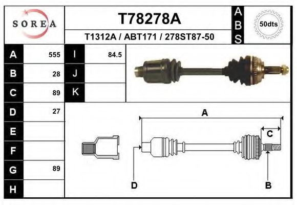 Приводной вал EAI T78278A
