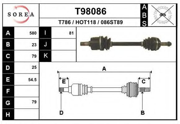 Приводной вал EAI T98086