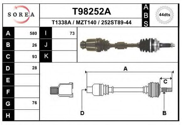 Приводной вал EAI T98252A