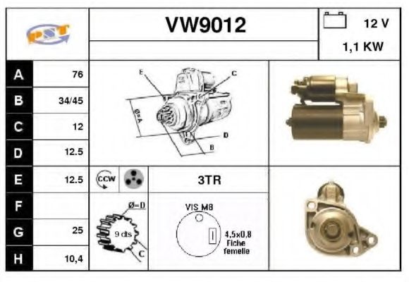 Стартер SNRA VW9012