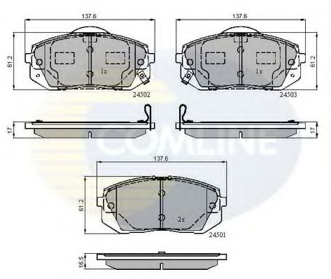 Комплект тормозных колодок, дисковый тормоз COMLINE CBP31768