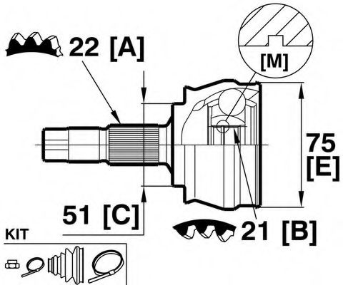 Шарнирный комплект, приводной вал VEMA 18759
