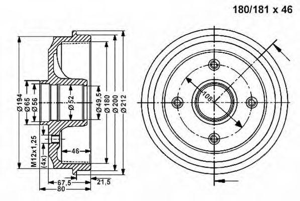 Тормозной барабан VEMA 801099