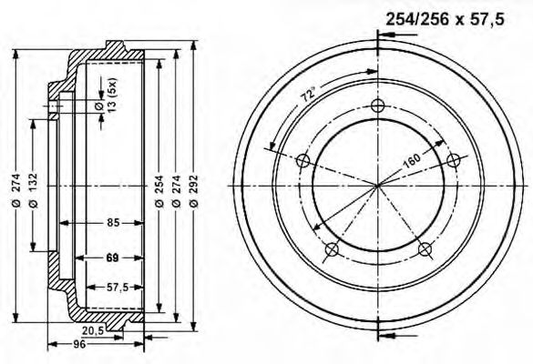 Тормозной барабан VEMA 801163