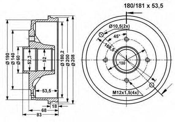 Тормозной барабан VEMA 801311