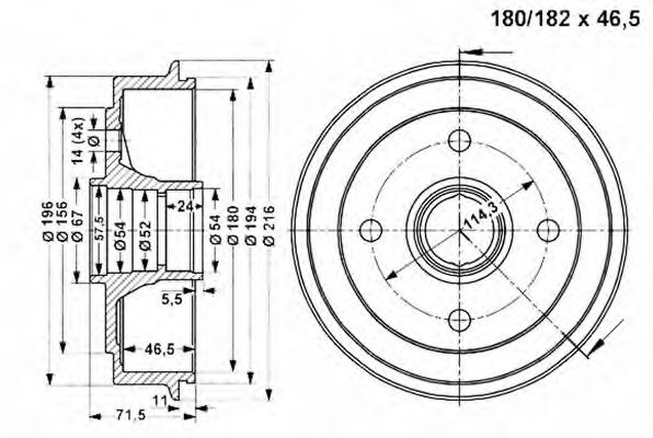 Тормозной барабан VEMA 801328