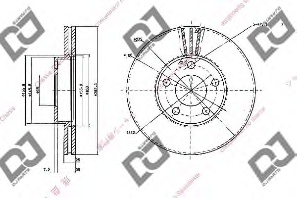 Тормозной диск DJ PARTS BD1848