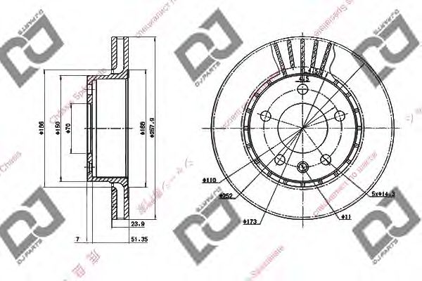 Тормозной диск DJ PARTS BD1764