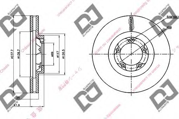 Тормозной диск DJ PARTS BD2095