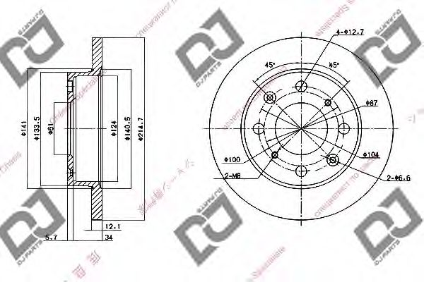 Тормозной диск DJ PARTS BD1576