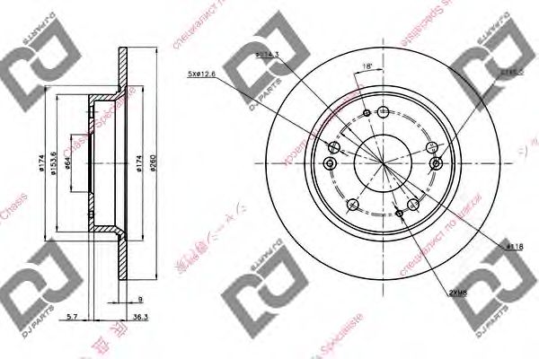 Тормозной диск DJ PARTS BD1348