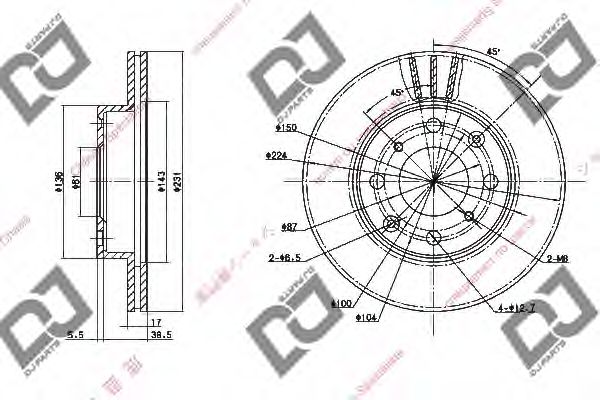 Тормозной диск DJ PARTS BD1545