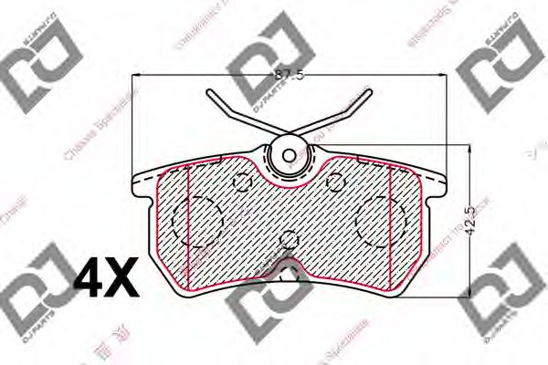 Комплект тормозных колодок, дисковый тормоз DJ PARTS BP1952