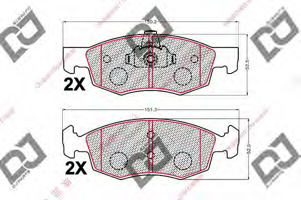 Комплект тормозных колодок, дисковый тормоз DJ PARTS BP2288