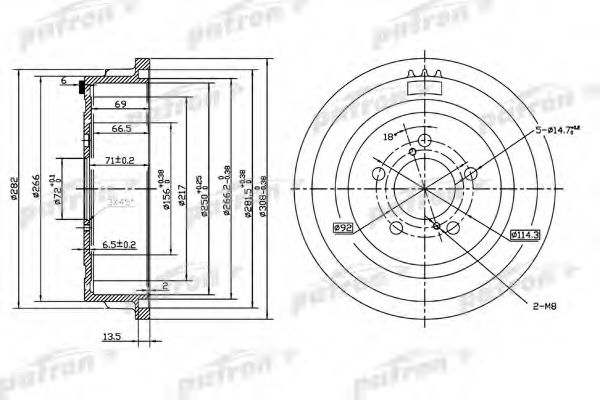 Тормозной барабан PATRON PDR1003