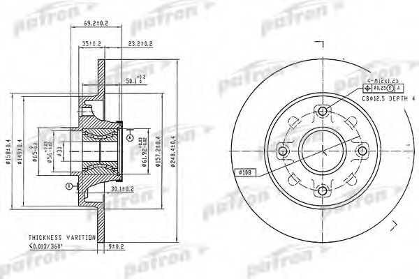 Тормозной диск PATRON PBD7016